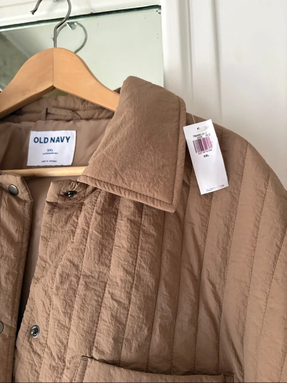 NWT Old Navy Quilted Oversized Lightweight Brown Jacket Water Resistant - Picture 5 of 8